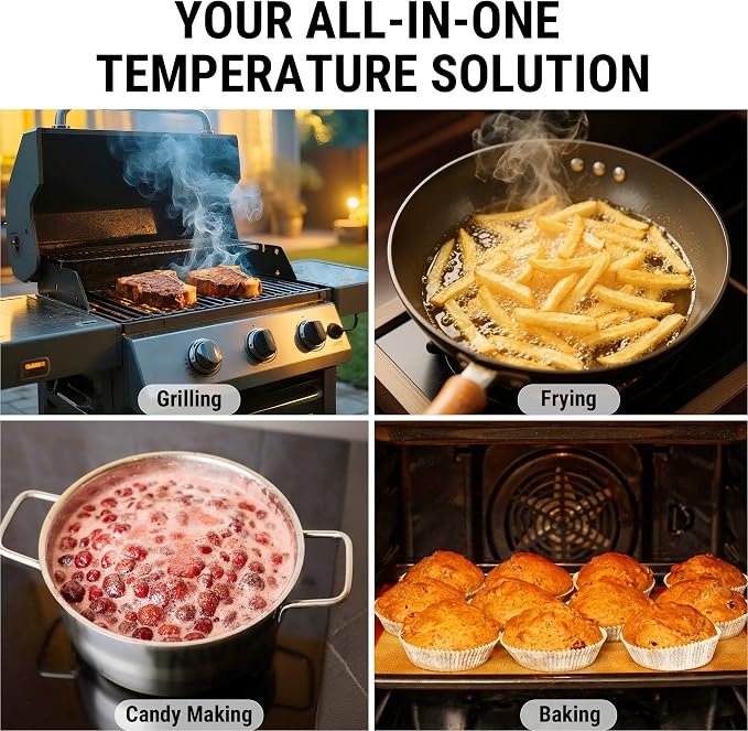 TempPro Lightning 1 Sec Instant Read Meat Thermometer, Kitchen Food Thermometer with 180° Rotating Display, IP67 Waterproof Cooking Thermometers for Deep Fry Smoker Grill BBQ(Previously ThermoPro)