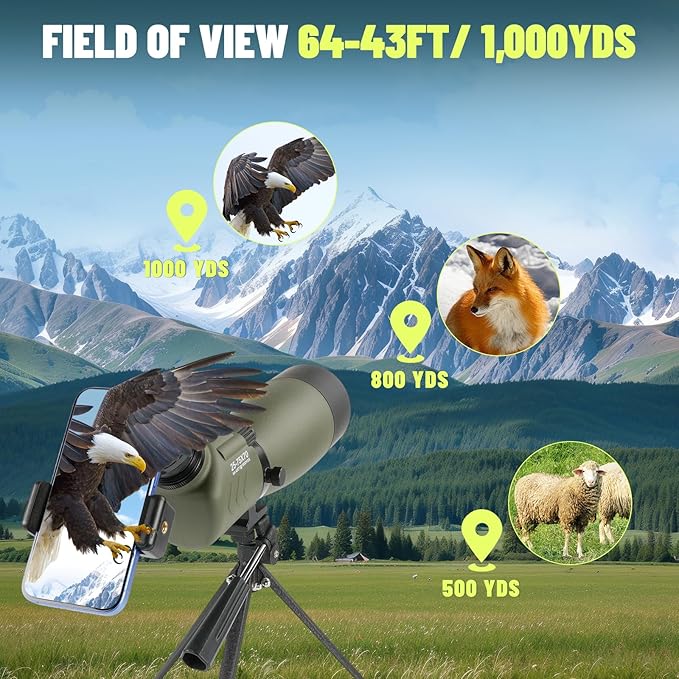 Spotting Scopes 25-75x70 Zoom HD BAK4 Prism Waterproof Fogproof Spotting Scope with Tripod for Target Shooting Bird Watching Hunting Wildlife Outdoor