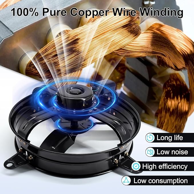 Criditpid 16" Gable Mount Vent Attic Fan, Exhaust Ventilation Fan with Adjustable Thermostat for Gable, Home, Shed, Garage, Portable Building, 1480RPM, 2065CFM, 1850 sq.ft Coverage Area.