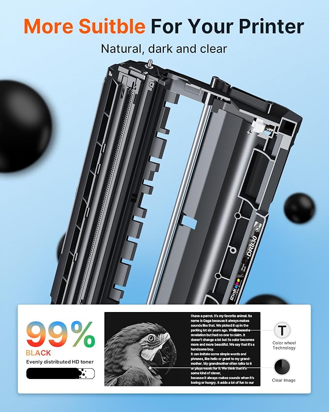 DR830 Drum Unit Compatible Replacement for Brother DR830 Drum Unit DR-830 TN830 TN-830 Drum Unit to use with HL-L2460DW DCP-L2640DW HL-L2480DW HL-L2400D HL-L2405W MFC-L2820DW Printer (Not Toner)