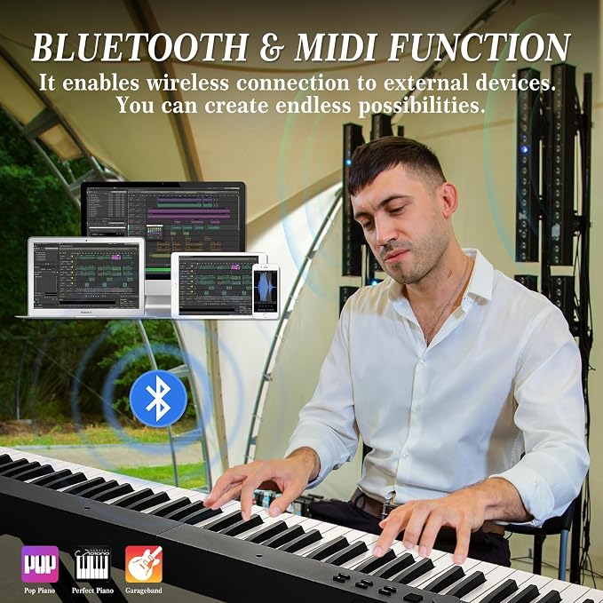 88 Keys Piano Keyboard Set, Electronic Digital Piano with Built-in Speaker Microphone, Portable Keyboard Gift Teaching for Beginners, Electric Piano for Birthday Gift