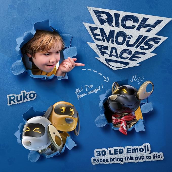 Ruko 18011 Robot Dog Toy Black and AAA Alkaline Batteries 16 Pack for Remote Control