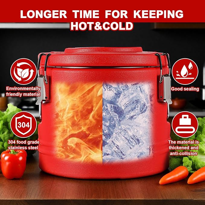 Jinei Food Warmer Hot or cooler Insulated Food Container Carrier with Spoon, Portable Commercial Soup Box for Restaurant Canteen Home Party Lunch(42qt)