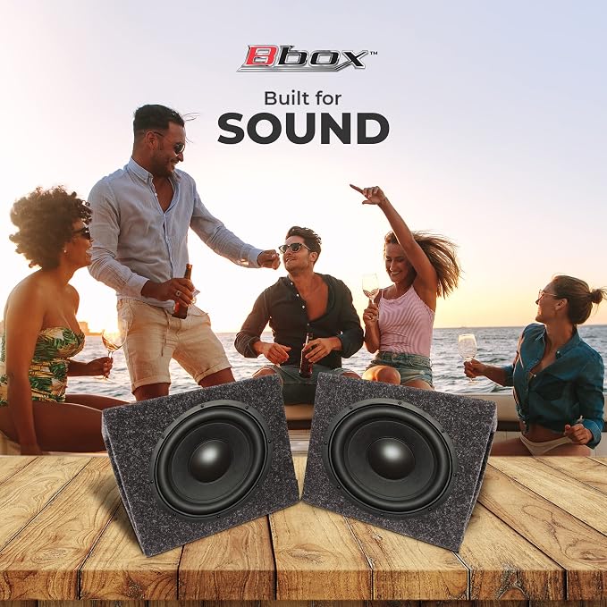 Atrend BBox Pro Audio Tuned 6.5" Speaker Enclosures - Premium Speakers Enhance Sound and Bass - Nickel Terminals for Car/Truck - 18 Gauge Cables - Set of 2 (Charcoal)