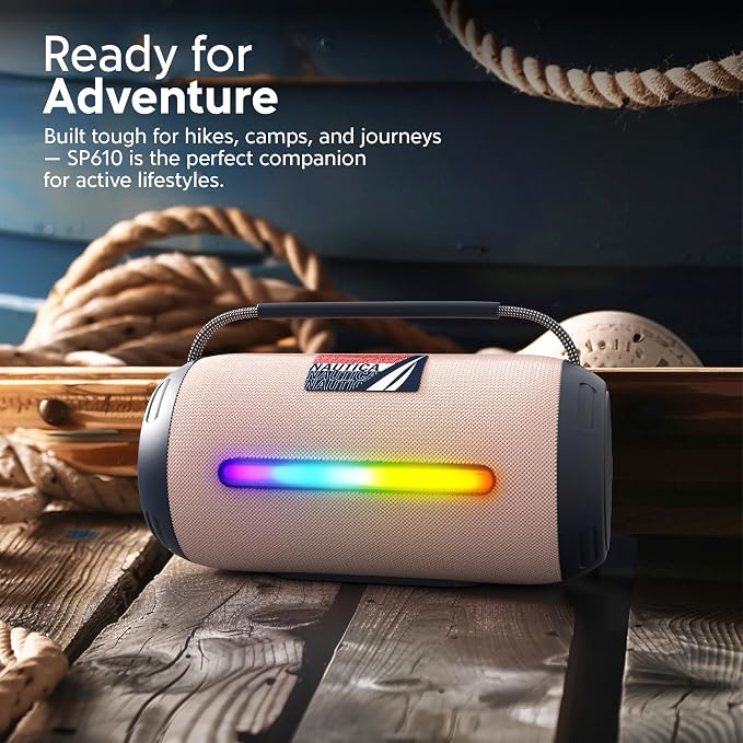 Nautica Urban SP610 True Wireless Outdoor Speaker, Portable IP5 Splash-Proof Bluetooth Speaker, Perfect for Camping, Beach, Backyard & Travel