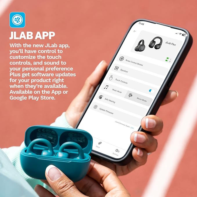 JLab, Flex, Open Ear Earbuds, Clip On Wireless Bluetooth Earbuds, Open Ear Headphones, Teal
