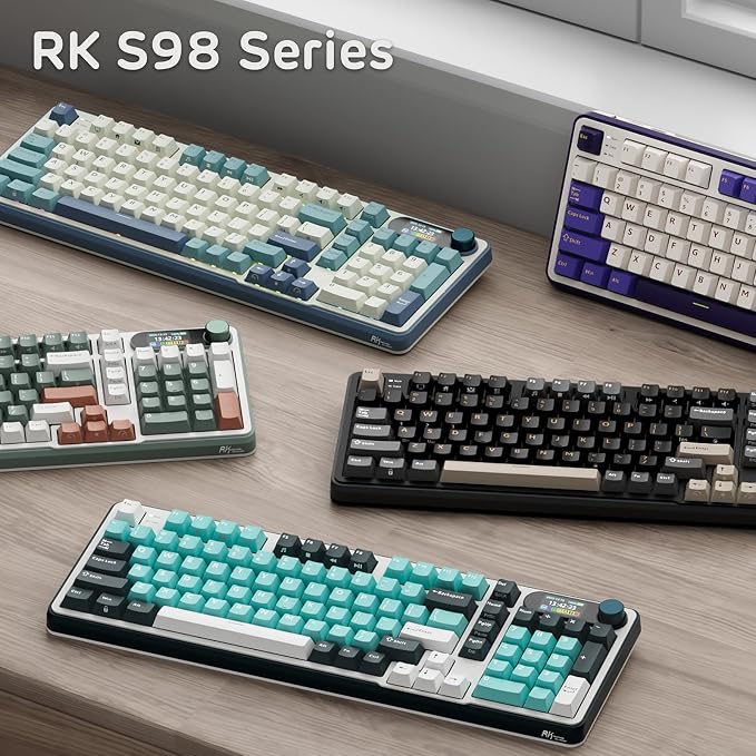 RK ROYAL KLUDGE S98 Mechanical Keyboard w/Smart Display & Knob, 96% RGB Wireless Gaming Keyboard BT/2.4G/USB-C, Hot Swappable Custom Keyboards, Software Support, Silent Computer Gaming Keyboard