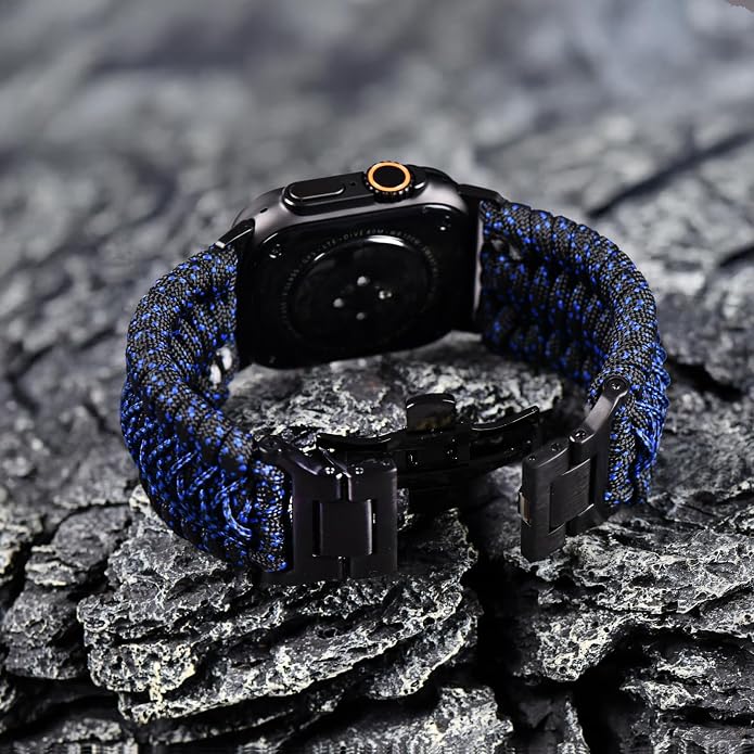 Tefeca Titan Series Paracord Band Compatible with Apple Watch Ultra 2/49mm, Series 10/46mm, 9/8/7/45mm, SE2/SE/6/5/4/44mm, and 3/2/1/42mm