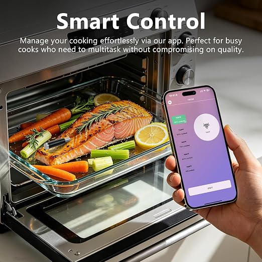 Wireless Meat Thermometer, Digital Cooking Thermometer with Smart Display Base, NIST-Certified 6-Sensor Precision, Sub-1G Connectivity, IPX8 Waterproof, App-Controlled for BBQ, Grills, Ovens, Smokers