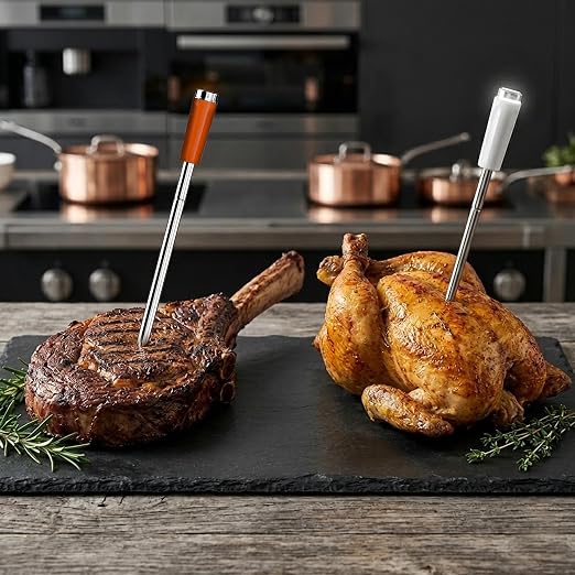 Foricom Smart Bluetooth Wireless Meat Thermometer, Instant Read Digital, Waterproof, 500ft Range, Dual Sensor Accuracy for BBQ, Grilling, Oven, Smoker, Ideal for Meat, Kitchen and Outdoor Cooking