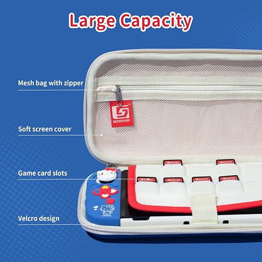 Kuitmor Switch Accessories Bundle for Switch OLED:Carrying Case,Protective Case,Game Card Case,Screen Protector,Playstand,Thumb Grip Caps and More(11 in 1)