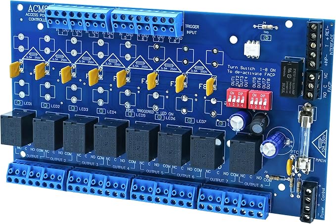 ACM8CB-Upgraded Channel Access Power Controller Module, Compatible with Altronix ACM8CB Specifications, for Security and Access Control Systems, Supports 12-24 Volt DC Input. Sold by YABUYALI.