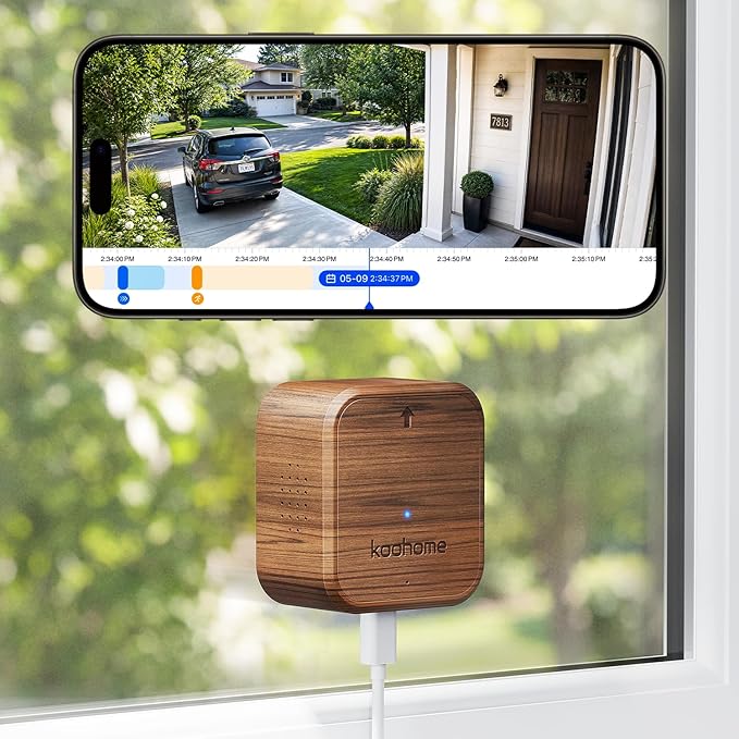 5MP 3K Window Camera for Indoor & Outdoor Home Security, Magnetic Mount, Full-Color Night Vision, 24/7 Recording, Free Cloud Storage, No Subscription, Dual-Band WiFi, AI Human Detection, Walnut Wood