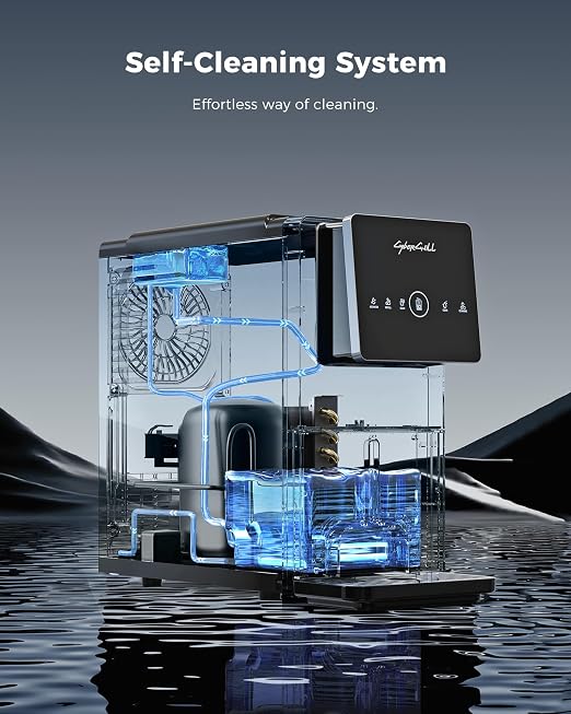 CyberChill Nugget Ice Maker Dispenser, 40lbs Per Day Countertop Pebble Ice Machine with Touch Free Ice Dispensing, Self-Cleaning, Chewable Sonic Ice for Home, Kitchen, Office