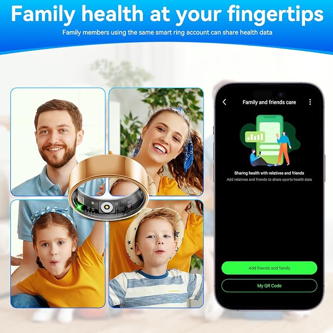 Smart Fitness and Activity Ring for Men and Women – Track Heart Rate, Stress, Sleep, Steps & Blood Oxygen, 10ATM Waterproof, No Subscription Fee, Works with iPhone and Android, Size 8