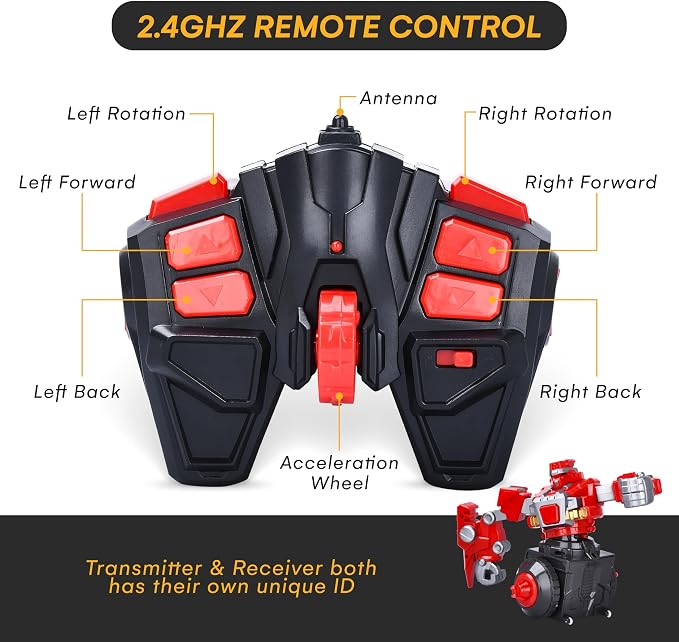 Top Race Remote Control Fighting Toy – 2-Pack Red & Blue RC Robots with Lights, Sounds & 360° Rotation – Interactive Intelligent Playset for Kids – Fun Remote-Controlled Battle Action