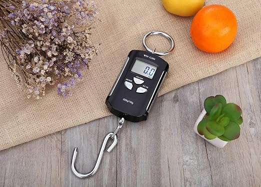 Klau Portable Fish Scale, 200 kg / 400 lb,Black and Silver | Heavy Duty Digital Hanging Scales, LCD Display with Backlight, For Home Farm Market Hunting