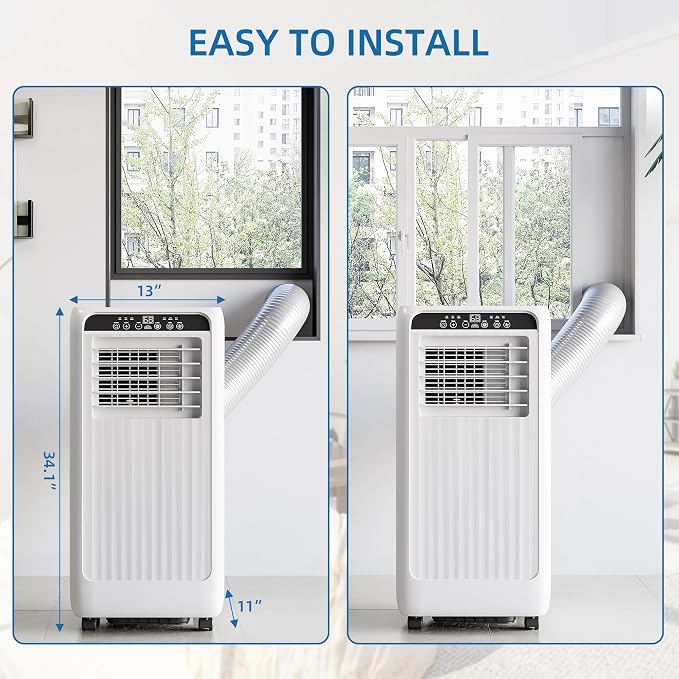 Garvee 8000 BTU Portable Air Conditioners, 3 in-1 Portable AC with 24H Timer & Remote Control, Dehumidifier, and Fan Mode, Black
