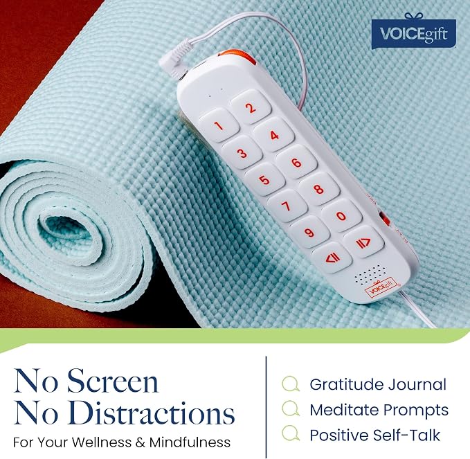 VOICEGIFT Play, 10 Hour Capacity Screen-Free Voice Recorder, Playback Tool, Portable Electronic Story Player with Speaker, Clip & Strap, Add Voice to Journals, Albums and Keepsakes
