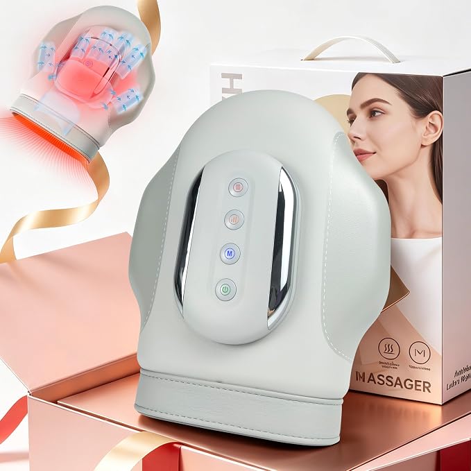 Hand Massager with Heat and Compression, Soft Leather Cover Hand Massager for Arthritis and Carpal Tunnel, Either Hand Usable, 3 Modes 3 Heat 5 Intensities, for Wrist Palm Finger