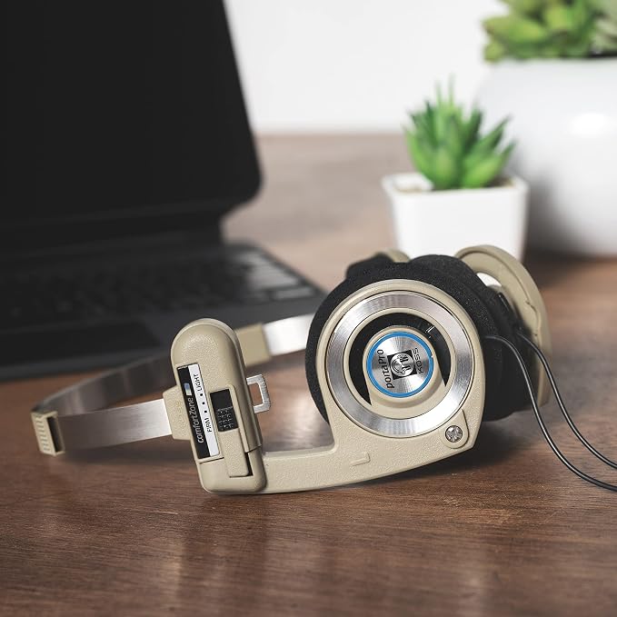 Koss Porta Pro Limited Edition On-Ear Headphones, in-Line Microphone, Volume Control and Touch Remote Control, Retro Style, Includes Hard Carry Case, Wired with 3.5mm Plug, Rhythm Beige