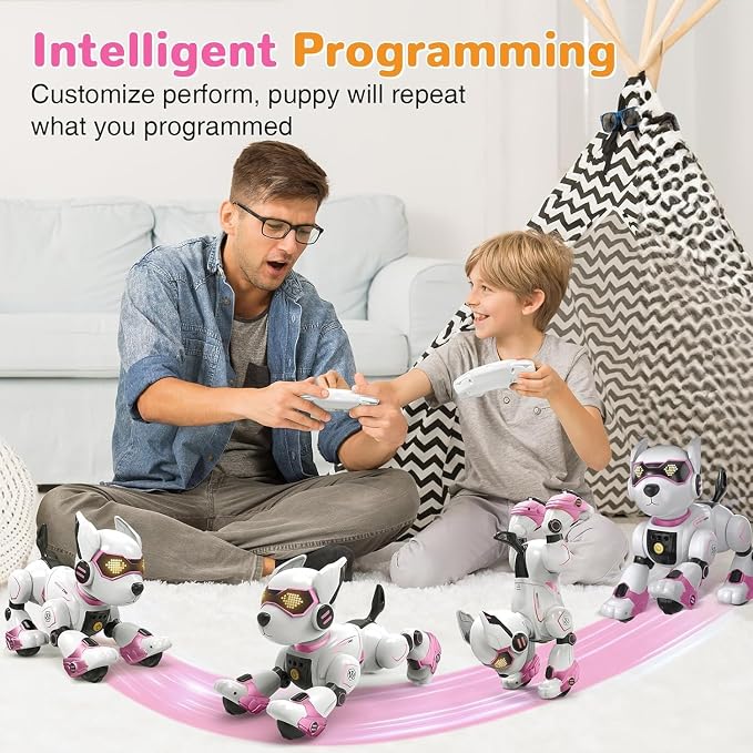 okk Robot Dog for Kids, Remote Control Dog and Touch Voice Interactive, Programmable Robot with lmitation Show, Sing Dance Electronic Pet, Smart Gesture Sensing Puppy Gift for Boys Girls