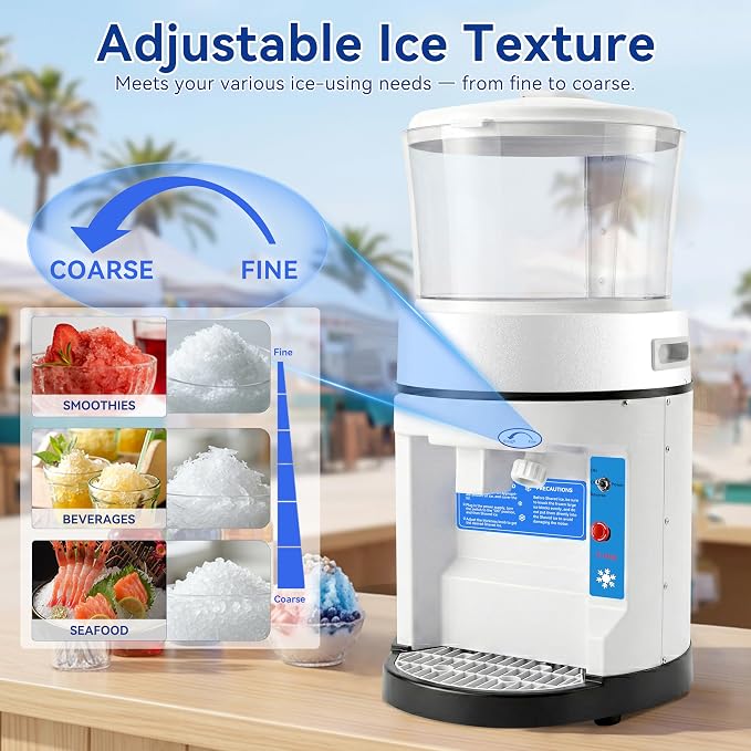 Electric Ice Shaver Machine 400W Commercial Shaved Ice Machine with Safety Switch & Emergency Button, 1058lbs/ Hr Rotate Speed & Strong Power Tabletop for Parties Events Snack Bar(12.6Qt)