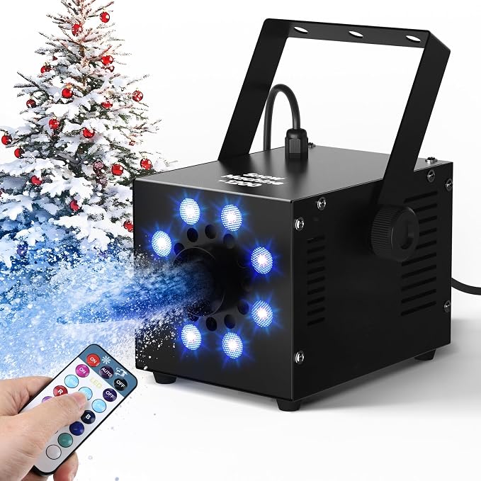UPGREY 1200W Snow Machine for Outdoors and Indoors, Fake Snow Maker for Party with LED and Remote Controller