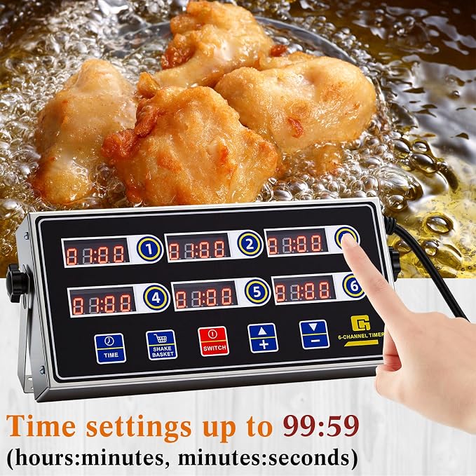 Relaxweex 2 Pack Commercial 6 Channel Digital Kitchen Timer, Multi-Countdown Timer with Loud Alarm & Large LCD Display, Wall Mount or Countertop for Restaurant, Fry Station, Baking & Lab Use