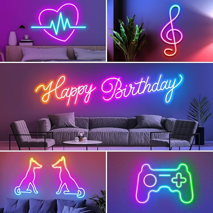 AILBTON 18m Smart Waterproof LED Neon Lights, Music Sync Color Changing, App & Remote Dual Control, High-Appearance Decor Lights for Multiple Scenes