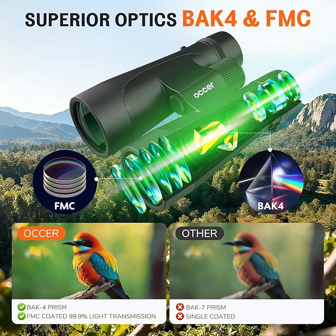 Occer 12x50 Binoculars for Adults High Powered IPX7 Waterproof - Fogproof Shockproof UHD Binoculars, Rubber Armor Binocular for Hunting, Bird Watching, Cruise Ship