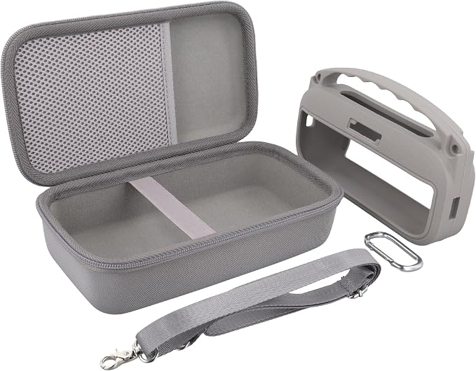 co2CREA Hard Case and Silicone Case Replacement for Bose New SoundLink Flex 2nd Gen/Bose SoundLink Flex Bluetooth Portable Speaker, Protective Case with Carabiner and Shoulder Strap (Sandstone Case)