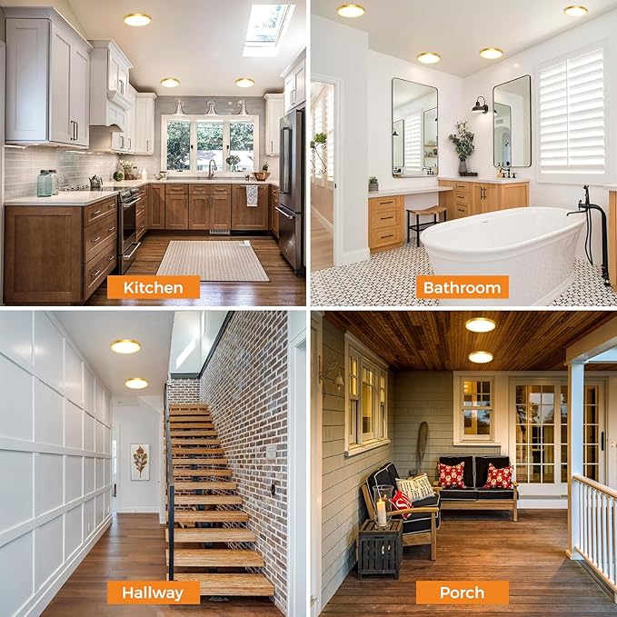 slochi 3 Pack Flush Mount Ceiling Light, 3000K-4000K-6500K Ceiling Light Fixture 7.5Inch, Ultra Thin Round White Flat led Lights for Bathroom Hallways Closet Laundry Bedroom Kitchen