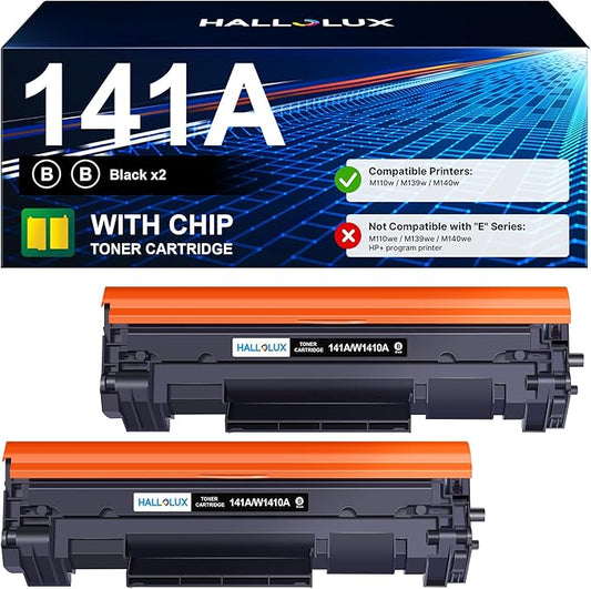 141A Toner Cartridge (with Chip) Compatible Replacement for HP 141A Black LaserJet Toner Cartridge W1410A 141X for HP LaserJet M110w MFP M139w M140w Printer Ink (Black 2 Pack)