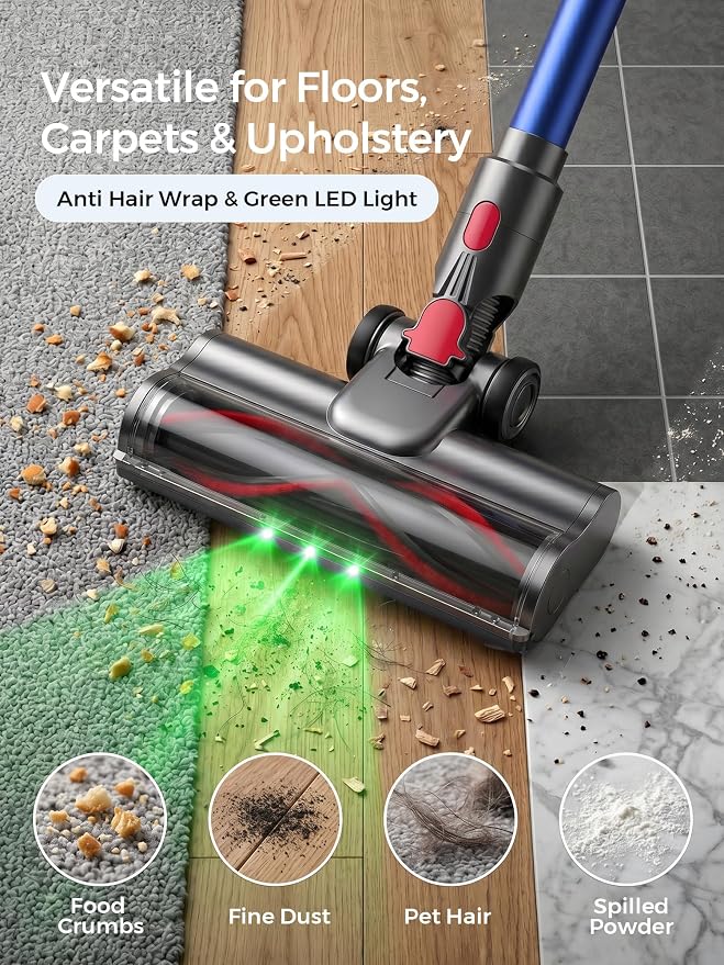Smart Cordless Vacuum Cleaner, 650W 60KPa Stick Vacuum with Auto Suction Adjustment, 75 Min Long Runtime Rechargeable Handheld Vacuum for Home Pet Hair, Hardwood Floor Carpet