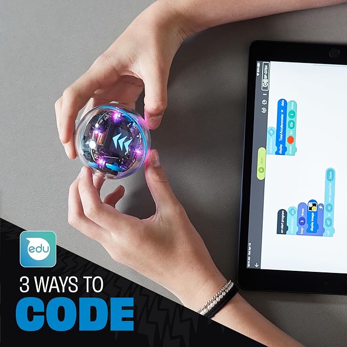 Sphero Bolt+ Coding Robot | Program with Draw, Blocks, Python & JavaScript, Animated LCD Screen, Ages 8+, Durable, Qi Charging, Waterproof