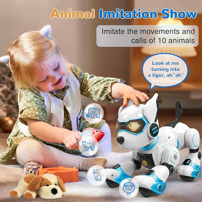 okk Robot Dog for Kids, Remote Control Dog and Touch Voice Interactive, Programmable Robot with lmitation Show, Sing Dance Electronic Pet, Smart Gesture Sensing Puppy Gift for Boys Girls