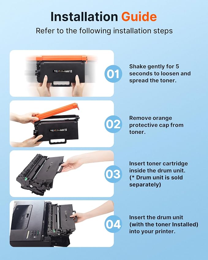 TN850 Toner Cartridges Compatible Replacement for Brother TN-880 TN-850 TN-820 TN820 High Yield Replacement for HL-L6200DWT L6200DW L5200DW L5100DN MFC-L5800DW L5700DW L6700DW L6800DW (4 Black)