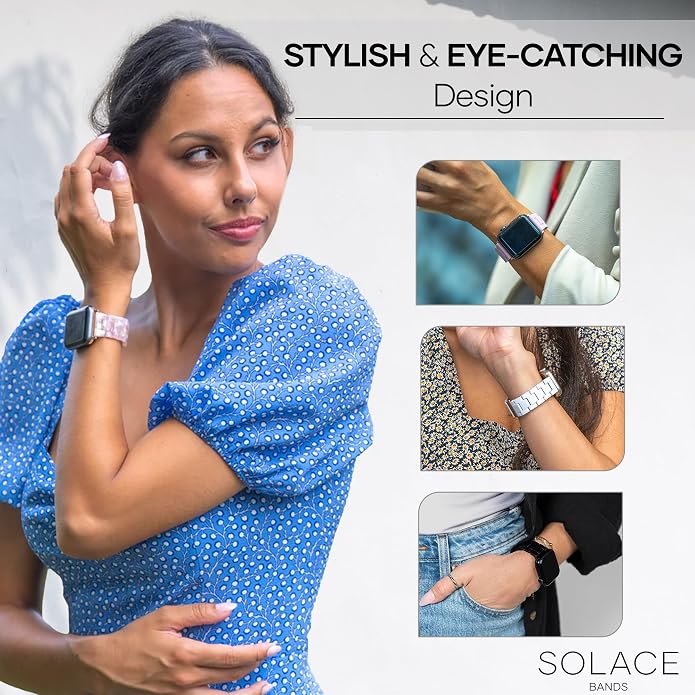 Solace Bands Lightweight Perma Watch Band - Universal Fit for Apple Watch Bands for Women & Men, iWatch Bands for 38mm 40mm 41mm 42mm 44mm 45mm 49mm Ultra, SE, Series 11 10 9 8 7 6 5-1 (Matte Solid)
