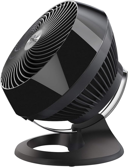 Vornado 660 Large Air Circulator Fan, 4-Speed, Whole Room Electric Fan with 90-Degree Tilt, Chrome Glide Bar, Quiet Cooling for Bedroom, Office, Dorm Room, Black Indoor
