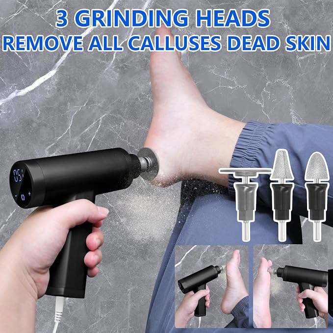 Upgraded Electric Callus Remover for Feet 4500rpm, Adjustable Speed Professional Electric Foot Sander Foot File for Calloused Feet Dead Skin Cracked Heel, with 3 Interchangeable Heads (Black)
