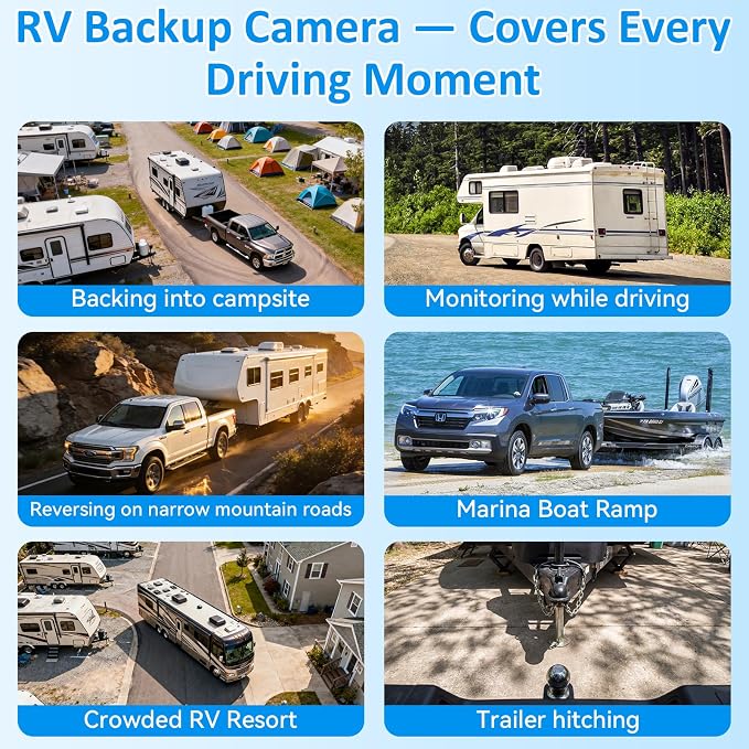 Plug-Play RV Camera System Wireless for Furrion Pre-Wired: 20-Min Easy Install for Trailer Camper - 8" HD 1080P Large Screen See Every Obstacle at a Glance for Campsite Reversing & Drive Monitoring