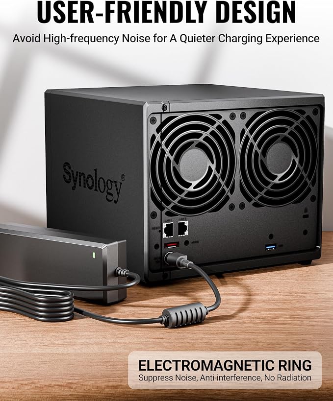 12V 10A Power Supply for Synology NAS DiskStation DS423+ DS925+ DS1525+ DS425+ DS725+ DS923+ DS1522+ DS723+ DS920+ DS1520+ DS916+ DS918+, 8Ft Power Adapter for 2-Bay 4-Bay 5-Bay DiskStation