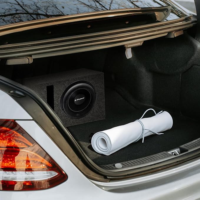 QPower Single Car Audio Subwoofer Box with Vented Design, Fits Most 12-Inch Subwoofers – Deep Bass MDF Enclosure for with Charcoal Gray Carpet, Tuned to 42 Hertz, 1.65 Cu Ft Air Space