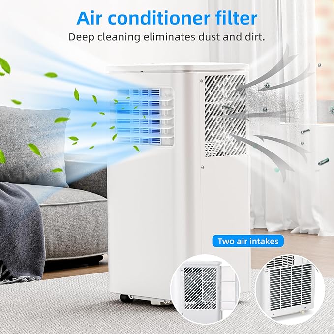 Antarctic Star 8000 BTU Portable Air Conditioner, 4-in-1 AC Unit with Cooling, Dehumidifier & Fan Modes, Sleep Mode, 24H Timer & Remote Control, Moving Wheels & Window Installation Kit