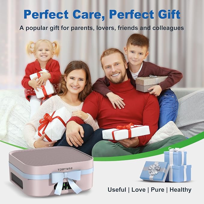Air Purifiers for Home, TDBYWAE Air Purifier for Bedroom Up to 600 ft², H13 True HEPA Air Purifier for Pets Dust Dander Pollen Odor Smoke, with New Quiet Wind Wheel System, for Desk/Car/Travel（Pink）