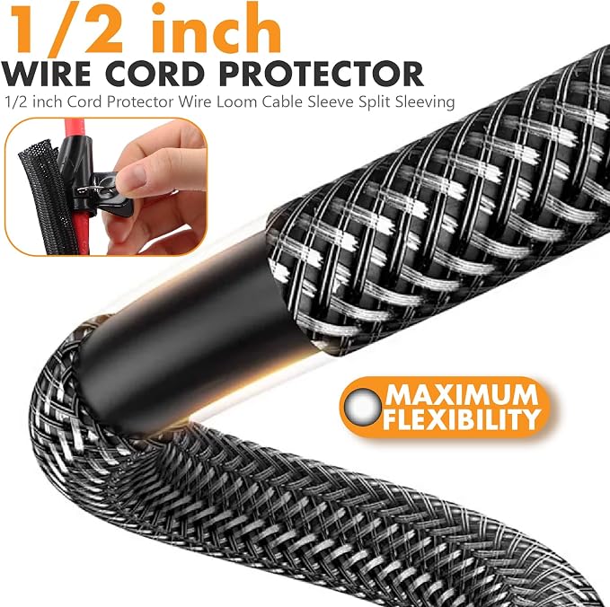 Jeemiter 1/0 Gauge CCA Wire Kit - Power/Ground Cable (40FT Black/Red),Battery Wire with 250A ANL Fuse,1/2 Inch Cable Split Sleeving,Lugs,Heat Shrink Tubing | for Car Audio Systems,Big 3 Upgrade