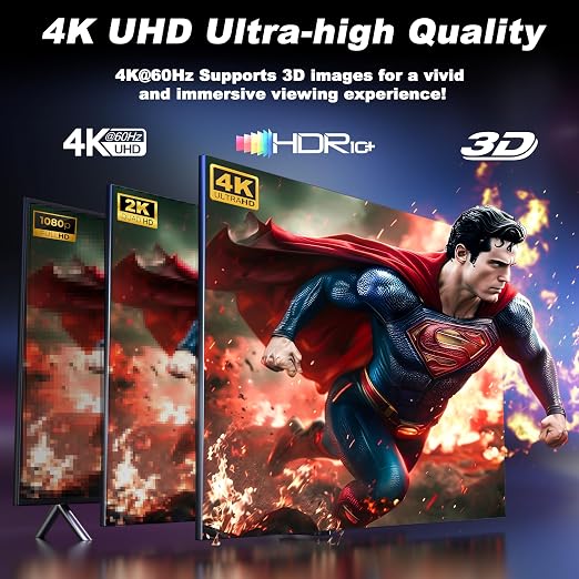 HDMI Switch 3 in 1 Out, 4K@60Hz Switcher Splitter, Auto-Switching HDMI 2.0 Switcher with Remote, HDCP 2.2/HDR/3D, Works with PS5/PS4/Switch/Xbox/PC