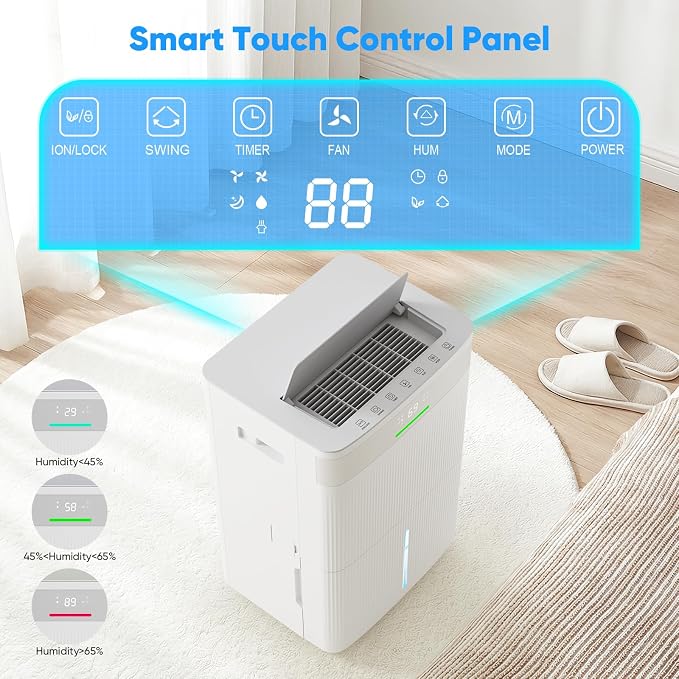HUMILABS 82 Pints Dehumidifier for Home, 5000 Sq. Ft Dehumidifier for Basement with Drain Hose, Front LED Screen and 1.37 Gal Water Tank, Three Modes, Auto Defrost and 24HR Timer