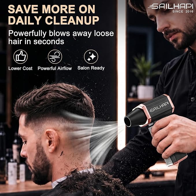 Compressed Air Duster 300000RPM, High-Speed Cordless Blower for Barber with Variable Speed, Electric Dust Blower for Keyboard, Car, PC, Hair Cut, Replaces Canned Air, Gifts for Men